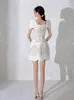 Casual Dresses Self Portrait Ladies A-Line broderad sexig V Neck Puff Sleeve Mini Wrap Dress