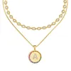 Chains Shiny Moon Coin 26 Letter Pendant Necklace Gold-plated Copper Material Non-fading Jewelry Party Accessories