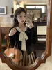 Tricots pour femmes Korejpaa Bow Bandage Cardigan Femmes Chandails tricotés 2023 Automne Doux Vent Minceur Solide Sauvage Tricots Cardigans