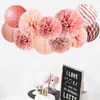 Other Event Party Supplies 11PCS Paper Lanterns Gold Pink Chinese Lantern Decoration Wedding Party Festival DIY Decor Honeycomb Ball Folding Paper Lantern 230425