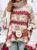 Women's Sweters Women S Christmas Classic Elk Elk Snowflake Print Turtleck Batwing Sleeve Pullover Knit Tops