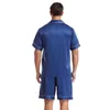 Men's Sleepwear Retail Men Satin Silk Pajamas Suit Male Lounge Wear Two Piece Set Short Sleeve Shirt And Shorts Homewear T103