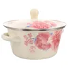 Dinnerware Sets Soup Bowl Enamel Basins Braiser Pan Lid Casserole Cooking Pot Household Enamelware