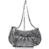 Woman Hobo Bags Rhinestone Motorcycle Bag Shimmer Crossbody Shoulder Crescent Bag Handbags Purses Diamonds Full Drill Silver Hardware Mirror Wallets High Quality