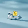 Eheringe DRlove Stil Verstellbarer Ring mit hellem Prinzessinnenquadrat CZ Weibliche Verlobungsfeier Zubehör Modedesign Schmuck Geschenk