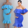 Umstandskleider Elegant für Poshoot Rüschen Pographie Requisiten Schwangere Kleidung Schulterfrei Partykleid Babyparty 230425