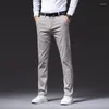 Men's Pants 2023 Autumn Brand Fitted Straight Check High Quality Fabric Business Men's Black Navy