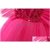Платья для девочек Розово-красное праздничное платье принцессы для девочек Детская блестящая одежда для церемонии рождения с блестками Детское бальное платье на свадьбу S Dhnsq