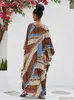 Women's Swimwear Beach Dresses Leopard Kaftans For Women 2023 Vintage India Folk Maxi Robe Cover Ups Rayon Bathing Suits