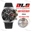 BLS Chronomat B01 ETA Valjoux A7750 Automatik-Chronograph Herrenuhr 44 Keramiklünette Schwarzes Stick-Zifferblatt Gummi AB0136251B2S1 Super Edition Reloj Hombre Puretime D4