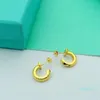 Boucle d'oreille cercle demi-surface lisse boucles d'oreilles designer mode couple de bijoux en acier inoxydable Valentines