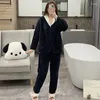 Women's Sleepwear Red Winter Woman Soft Pajama Loungewear Flannel Pyjamas High-End Warm Nightwear Clothes Lady 2 Pieces Nightie