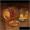 Tapetes Pads 6 Pc Clássico Golden Cocktail Metal Coaster Continental Vintage Liga de Zinco Banhado a Ouro Placemat Diâmetro 10 5cm 2206 Otdna