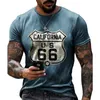 T-shirts pour hommes Mode Rétro Impression 3D T-shirt pour hommes Été US Route 66 Lettre Unisexe O-Cou Casual Street Lâche T-shirt surdimensionné 230425