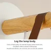 Lampy ścienne wewnętrzne drewniane drewniane drewniane drewniane drewniane pasy z skórzanym paskiem i żelazną głową - stylowe wiszące kinkiety do studium sypialni w salonie