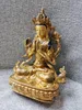 Statuette decorative Offerta speciale # Buddismo Tibet HOME Famiglia Rame dorato Avalokitesvara a quattro braccia GUAN YIN Statua di Buddha Salute sicura