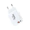 PD 20W Адаптер быстрого зарядного устройства QC3.0 USB C Quick Charger Dual Ports USB Тип C Chargers Adapter US EU UK Plug For Apple iPhone 14 13 12 11 Pro Max Sag Sag