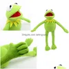 Stuffed Plush Animals Kermit Frog Dolls Hand Puppet Backpack Soft Plushie Funny Toy For Kids Christmas Boys Girls Gift Green Frogs Dha2G