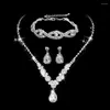 Collier boucles d'oreilles ensemble TREAZY luxe Zircon mariée mariage femmes cristal strass Bracelet Bridemaid robe cadeau