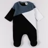 Rompers Baby romper pyjamas kids clothes long sleeves children clothing velour and rib baby overalls boy and girl clothes footies romper 230425