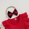 Mädchen Kleider Weihnachten Kinder Baby Kleid Plaid Bogen Rüschen Langarm Kleidung Für Kleinkind Herbst Mode Prinzessin mit Stirnband 231124