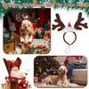 Hundebekleidung, Hunde-Elch-Rentier-Geweih-Stirnband mit Weihnachtsmütze, Haustier-Weihnachtskostüm, Kopfbedeckung, Zubehör für Hunde und Katzen, groß, 231124
