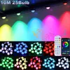 Kerstversiering 10M 25LED Festoen LED-lichtslingers RGB Waterdichte afstandsbediening / APP-bediening Kerstfeest Tuin Decoratieve slinger Buitenverlichting 231124