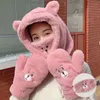 Winter fashion cute bear hat scarf one girl warm everything winter cycling mask ear cap three-piece set Korean version of winter popular wear