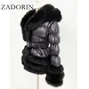 Womens Winter Coat Warm White Duck Down Jacket Women Detachable Sleeve and Hood Faux Fur Black Puffer