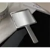Mirrors insp forma líquida quadrada mini mesa de mão de mesa de mão portátil de metal cosmético de metal portátil