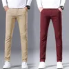 Calça masculina calça masculino Marca cinza Red Khaki Marinha 6 colorido Casual Men 2023 Autumn Business Fashion Leisure Elastic straigh