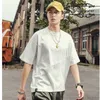 T-shirt da uomo estiva a maniche corte in puro cotone da studente T-shirt coreana a mezza manica in stile cinese