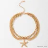 Anklets Vintage Starfish Pendant Multi-Layer Ankel Armband Enkla sommarstrand Anklets för kvinnors smycken Ankletkedjetillbehör R231125