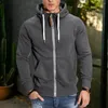 Erkek Hoodies Erkek Hoodie Kalın Fermuarı Kapatma Kapüşonlu Patchwork Patchwork orta uzunlukta cepler kış sonbahar