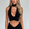 Damen Tanks Camis 2023 Frühling und Sommer Sexy Fashion Multiwear Method Hanging Neck Strap Deep V Crop Kleine Weste Crop Top weiß 230425