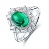 ANSTER New Design 14K 9K Fine Jewelry Women Solid Gold 4.15Ct Lab Grown Emerald Rings