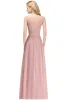 Designer Long Maxi Prom-jurk Mouwloze halter halslijn Chiffon rok met kanten lijf illusie v-back formele avondfeestjurken bruidsmeisje jurk CPS1069 J0425