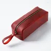 Large Capacity Leather Pencilcase Zipper Stationery Holder Organizer Big Handmade Real Cowhide Pencil Pouch Case School Bags