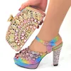 2023 Women Ladies Real Leather Summer Sandals Chunky High Heels Glass Pea Rhinestone Peep-toe Diamond with Hand Bag Wedding Platform Shoes Buckle Size 37-43