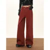 Jeans para mujer Estilo americano Vino Rojo Baggy Mujeres Harajuku Vintage Cintura alta Pantalones de pierna de mezclilla anchos Y2K Pantalones de vaquero de gran tamaño