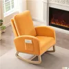 Meubles de salon Chaise à bascule Fauteuil moderne du milieu du siècle Rembourré Haut dossier Accent Glider Rocker Orange Drop Delivery Home G Dhuaq