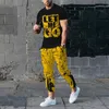 Tute da uomo Tshirt da uomo Set Tuta stampata in 3D 2 pezzi Completi di abbigliamento sportivo Manica corta Streetwear Moda Tshirt Pantaloni lunghi Set 230424