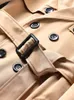 Trench Coats voor heren Mauroicardi Spring herfst Long Black Khaki Men Double Breasted Plus Size Overcoat European Fashion 4XL 5XL 230424