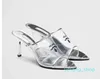 märke tofflor Sandal High Heels Women Sandalies White Black Print Plexiglas Slides