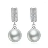 Ohrstecker Mode weibliche Perle 925 Sterling Silber voll zweireihig Zirkon für Frauen Aussage Bijoux Schmuck Geschenk