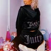 women two piece pants velvet Juicy tracksuit women coutoure set track suit couture Juciy coture sweatsuits solid color letters hooded hoodie loose fitting