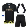 23 24 Napoli Soccer Jerseys 3rd Black Maglia Neapel 2023 2024 Di Lorenzo Kvaratskhelia Football Shirts Maradona SSc Napoli Men and Kids Kit Maillots Kit Shirt