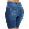 Shorts femininos de moda sexy mulheres damas jeans magros de cintura alta jeans bodycon slim comprimento de joelho curto 230424