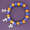 Charme pulseiras na moda artesanal estiramento amarelo azul bola de cristal contas sigma gama rho pulseira pulseiras irmandade fraternidade carta grega