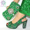 Dress Shoes Shoe and Matching Bag for Nigeria Party Slip on Shoes for Women Ladies Italian Shoes and Bag Set Decorated with Rhinestone 230424